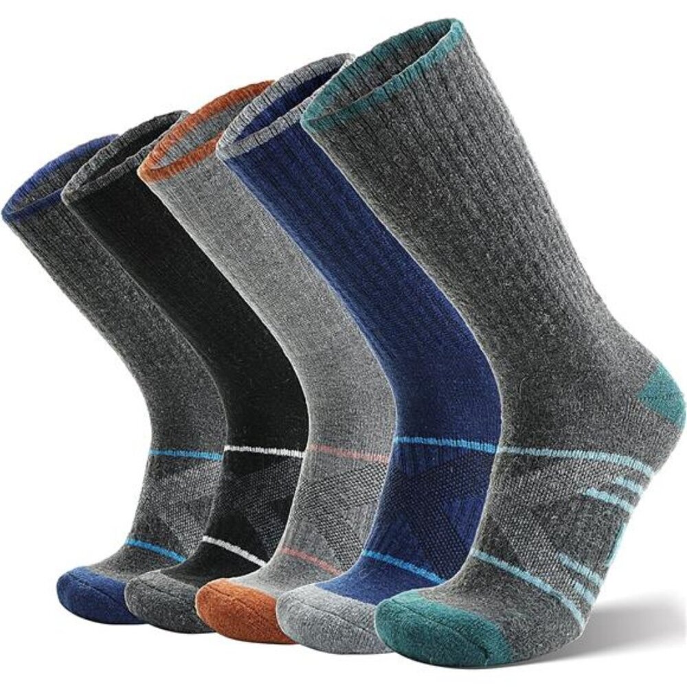 5 Pairs Merino Wool Hiking Socks for Men & Women Thermal Winter Warm Moisture